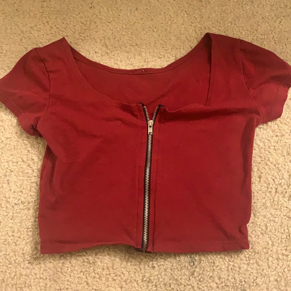 Juniors Maroon Crop Top